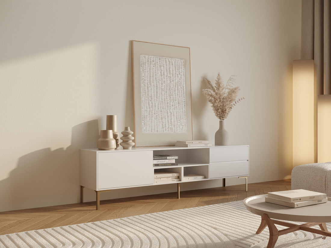 Aspen White Minimalist Wooden TV Stand