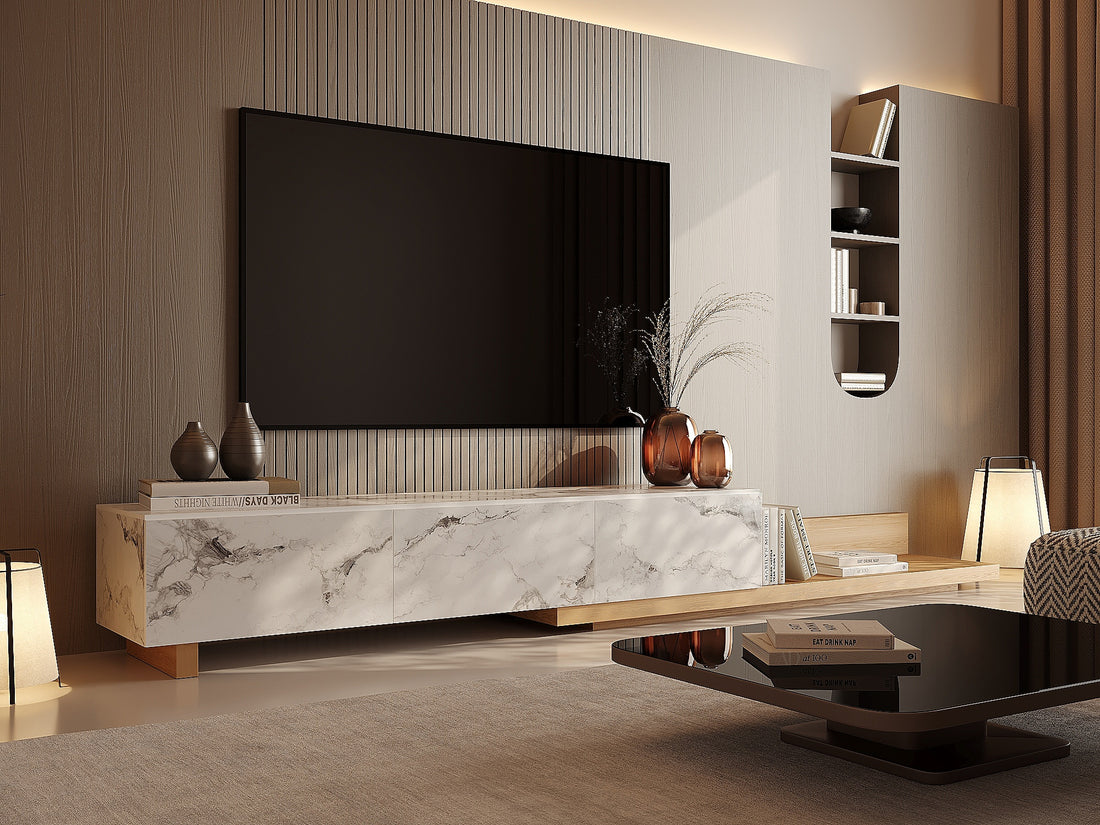 Lexington Marble & Wood Floating TV Stand