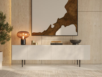 Savannah Fluted White TV Stand
