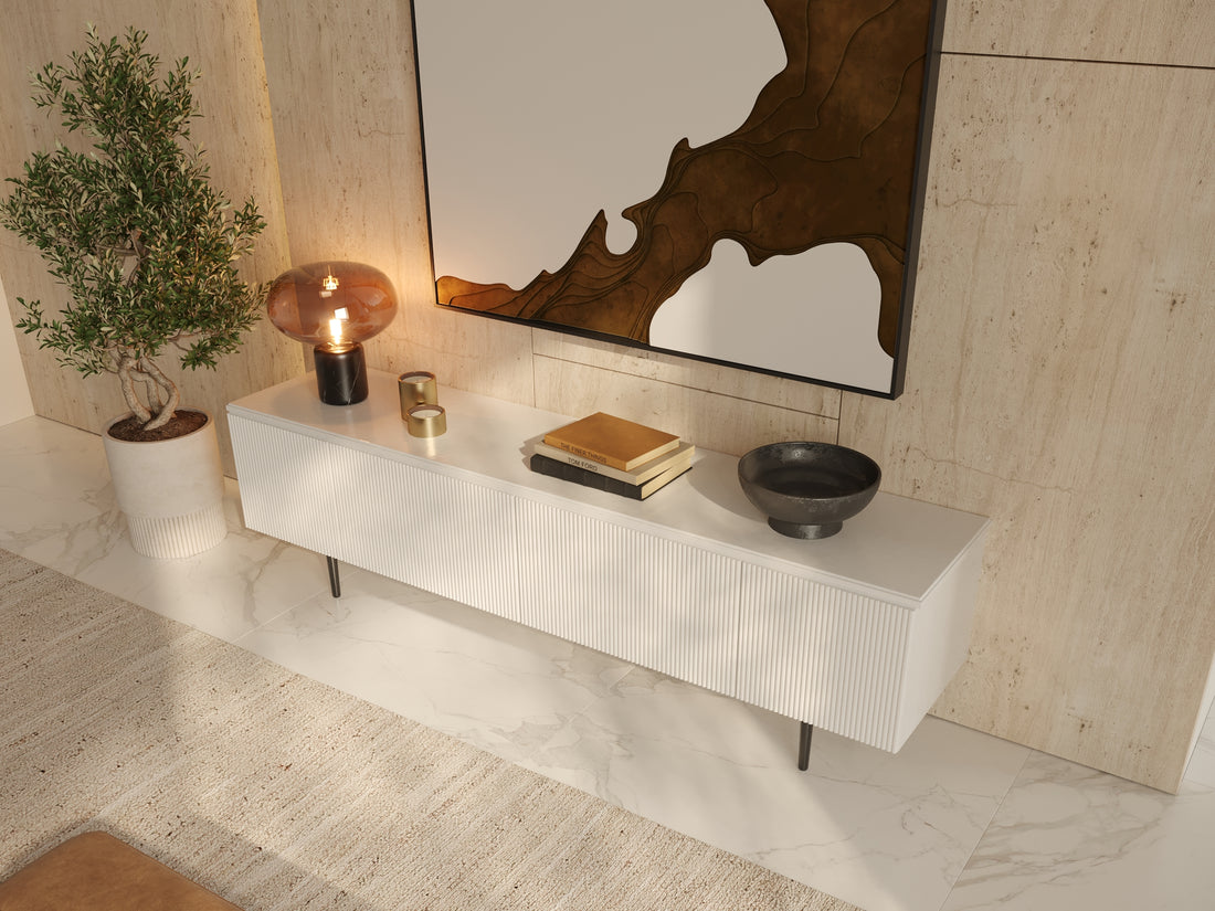 Savannah Fluted White TV Stand