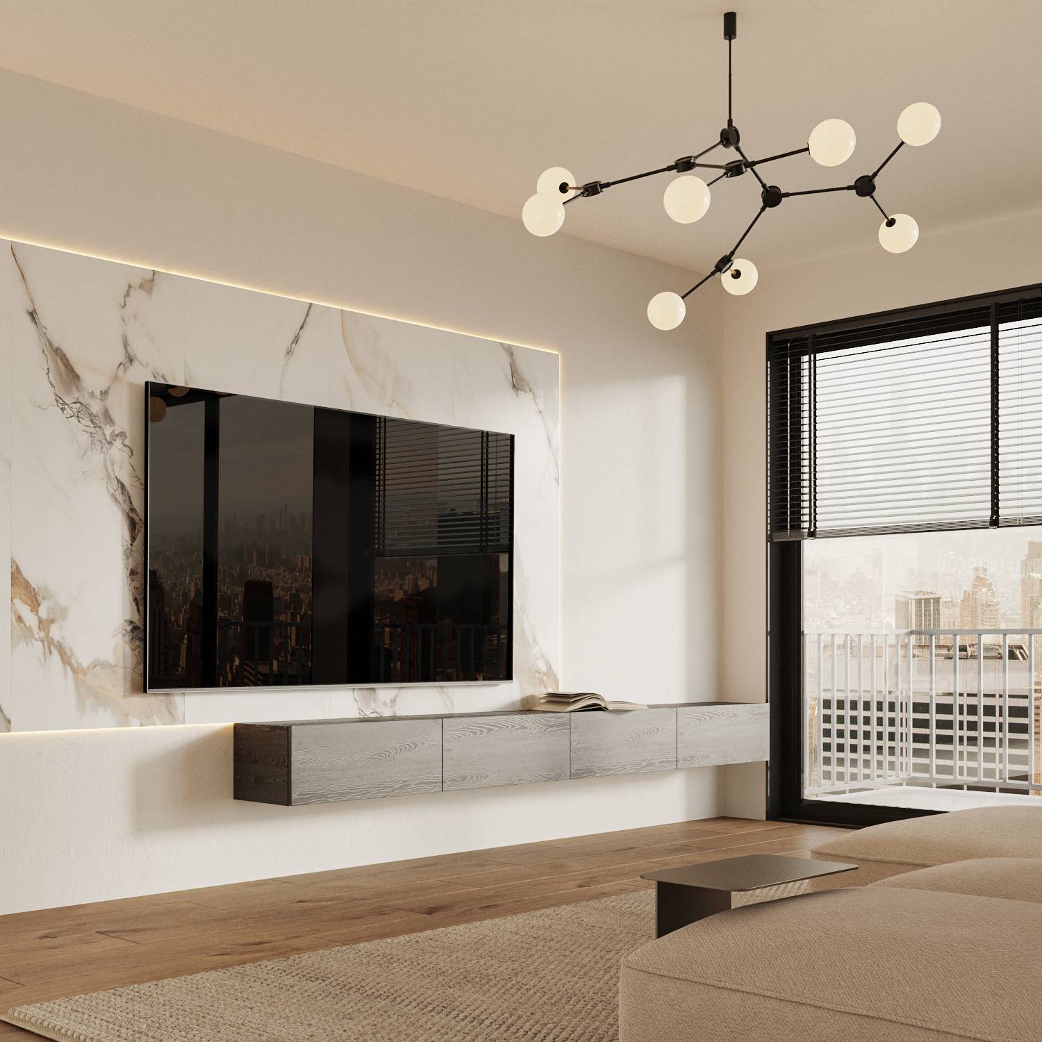 Bal Harbor Marble & Wood Designer Panel Set
