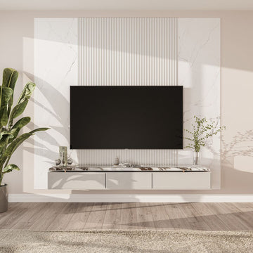 Pure Vertical Pre-Designed 96" x 103" x 1" Marble Wall Panel Kit