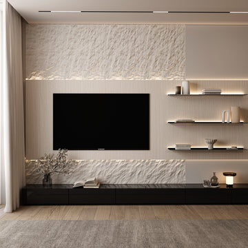 Luminous Strata - Natural Pre-Designed 96" x 143" x 1.5" Wall Panel Kit with LED Lighting